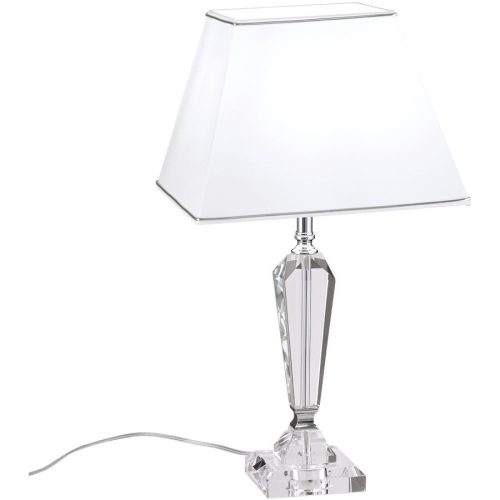 Briamond, Briamond Tischlampe Veronique Weiss Kristall/Stoff/Metall 57 cm - Farbe: weiss, transparent - Material: K9 Kristall/Stoff/Metall - Tischlampe