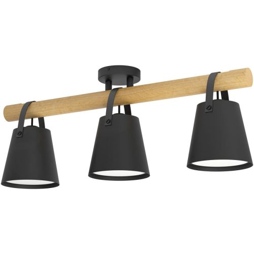 Eglo, Eglo Deckenlampe Boyle Braun/Schwarz/Weiss Stahl/Holz 17 cm 78 cm - Material: Holz/Stahl - Deckenlampe