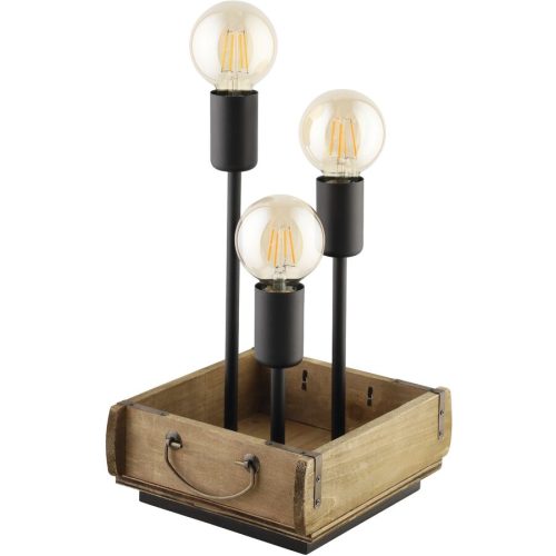 Eglo, Eglo Tischlampe Wootton Braun/Schwarz Stahl/Holz 22 cm 25 cm - Material: Holz/Stahl - Tischlampe