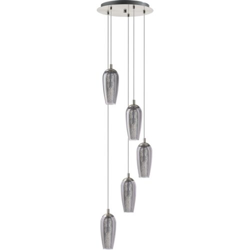 Eglo, Eglo Pendellampe Farsala Grau Stahl 150 cm - Farbe: klar - LED - Lichtfarbe: Warmweiss - Material: Stahl/ Glas - Pendellampe- LED Energiesparlampe