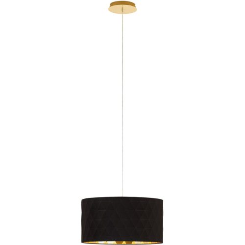 LIVIQUE, Pendellampe Dolorita Gold/Schwarz Stahl/Stoff 150 cm - Farbe: schwarz-gold - Pendellampe