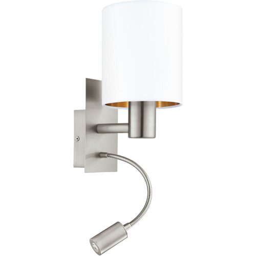 LIVIQUE, Wandlampe Pasteri Kupfer/Weiss Stahl/Stoff 38 cm - Farbe: Weiss/Kupfer - LED - Lichtfarbe: Warmweiss - Wandlampe- LED Energiesparlampe
