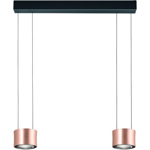 Bankamp, Designer-Pendellampe Bankamp Impulse Roségold 2-flammig vertical flex - Farbe: Rose/Gold eloxiert - LED - Lichtfarbe: Extra warmweiss - Material: