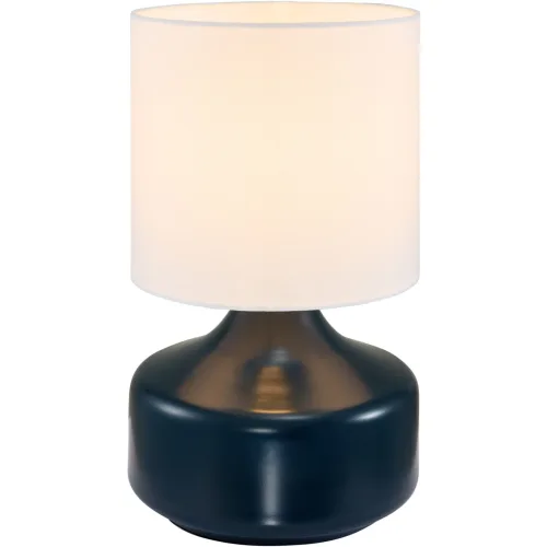 LIVIQUE, Tischlampe Nil Metall/Stoff blau glänzend Ø 20cm E27 - Tischlampe