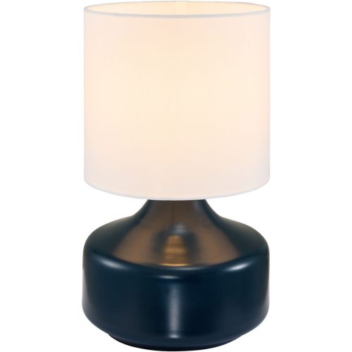 LIVIQUE, Tischlampe Nil Metall/Stoff blau glänzend Ø 20cm E27 - Tischlampe