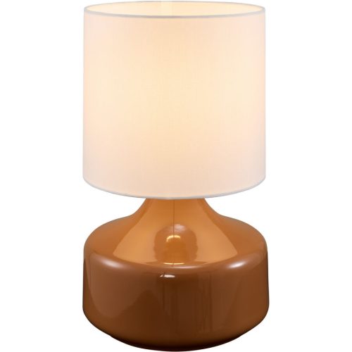 LIVIQUE, Tischlampe Nil Metall/Stoff braun glänzend Ø 20cm E27 - Tischlampe