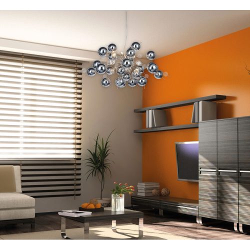 LIVIQUE, Pendellampe Explosion Edelstahl Metall B 98 H 150 cm - Farbe: chrom - Material: Metall/Glas - Pendellampe