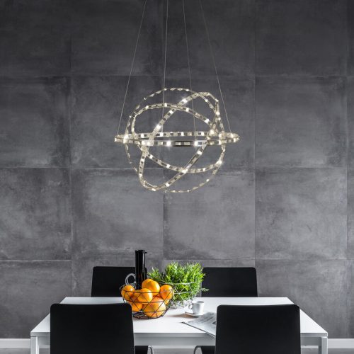 LIVIQUE, Pendellampe Navos Edelstahl Metall B 60 H 60 cm - Farbe: chrom - Pendellampe