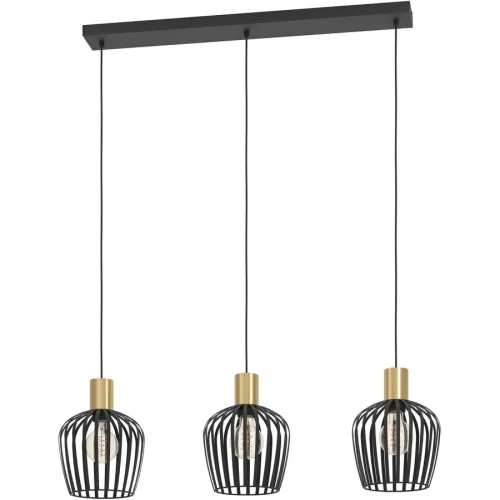 LIVIQUE, Pendellampe Empoli Schwarz, messing-gebürstet B 20 cm