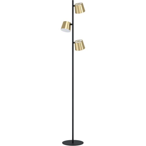 Eglo, Eglo Stehlampe Altamira Schwarz/Gold Stahl 24 cm 158.5 cm - Farbe: schwarz, messing - LED - Lichtfarbe: Warmweiss - Stehlampe- LED Energiesparlampe