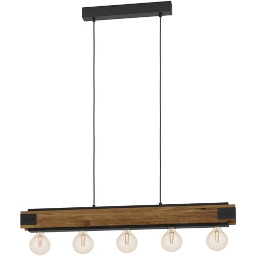 Eglo, Eglo Pendellampe Layham Braun/Schwarz Stahl/Holz 8.5 cm 110 cm - Material: Holz/Stahl - Pendellampe