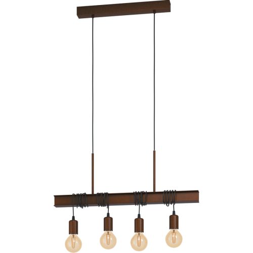 Eglo, Eglo Pendellampe Townshend 4 Braun Stahl 14 cm 110 cm - Farbe: antikbraun - Pendellampe