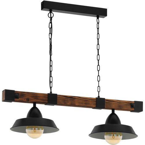 Eglo, Eglo Pendellampe Oldbury Braun/Schwarz Stahl/Holz 26 cm 110 cm - Material: Holz/Stahl - Pendellampe