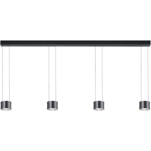 Bankamp, Designer-Pendellampe Bankamp Impulse anthrazit 4-flammig vertical flex - Farbe: anthrazit eloxiert - LED - Lichtfarbe: Extra warmweiss - Material: