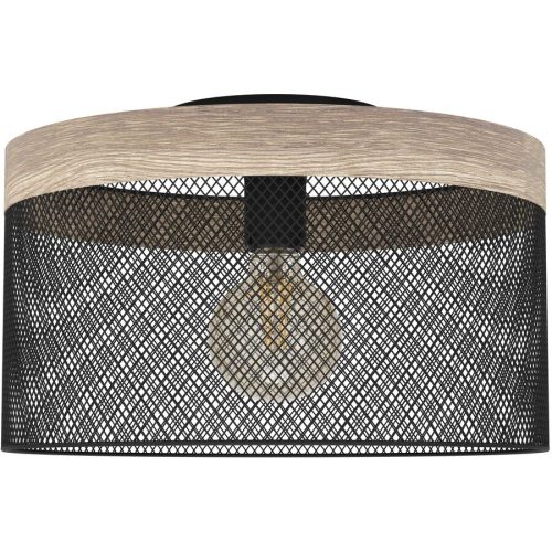 Eglo, Eglo Deckenlampe Kilnsdale Braun/Schwarz Stahl/Holz 38 cm 24 cm - Material: Holz/Stahl - Deckenlampe