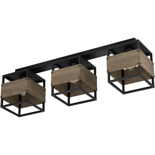 Eglo, Eglo Deckenlampe Evesham Braun/Schwarz Stahl/Holz 19.5 cm 25 cm - Material: Holz/Stahl - Deckenlampe
