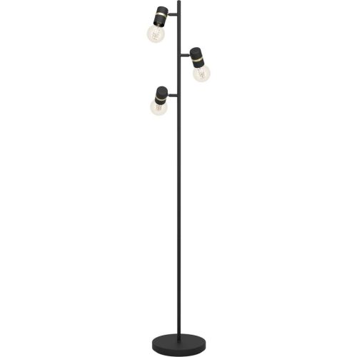 Eglo, Eglo Stehlampe Lurone Schwarz Stahl 5 cm 160 cm - Farbe: Schwarz/Messing - Stehlampe