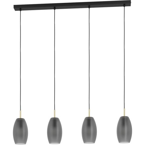 Eglo, Eglo Pendellampe Batista Schwarz Stahl 12 cm 110 cm - Farbe: Schwarz/Messing - Pendellampe