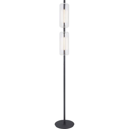 LIVIQUE, Stehlampe Lima Schwarz Glas/Metall 25 cm 160 cm - LED - Lichtfarbe: Extra warmweiss - Material: Metall/Glas - Stehlampe- LED Energiesparlampe