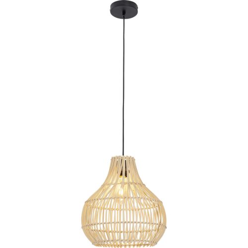 LIVIQUE, Pendellampe Belize Braun/Schwarz Eisen/Rattan 33 cm 35 cm - Farbe: natur/schwarz - Pendellampe