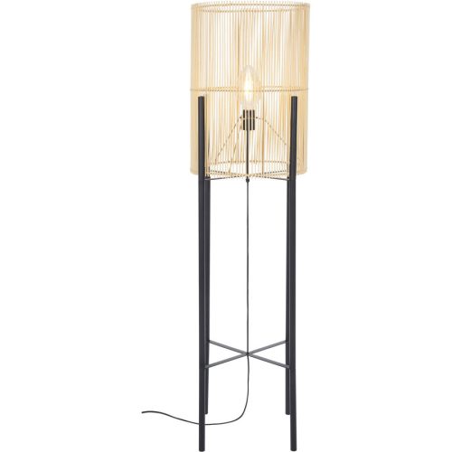 LIVIQUE, Stehlampe Brazos Schwarz/Braun Bambus 30 cm 150 cm - Farbe: schwarz, natur - Stehlampe
