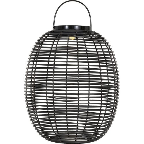 LIVIQUE, Solarlampe Alcoa Schwarz Kunststoff 42 cm 35 cm - LED - Lichtfarbe: Warmweiss - Material: Kunstrattan - Solarlampe- LED Energiesparlampe