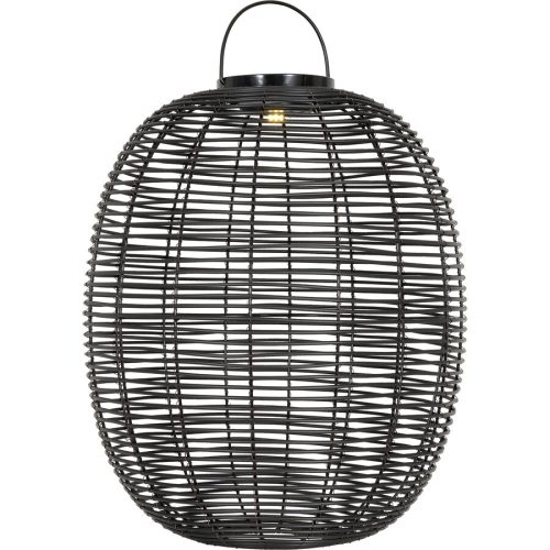 LIVIQUE, Solarlampe Alcoa Schwarz Kunststoff 56 cm 47 cm - LED - Lichtfarbe: Warmweiss - Material: Kunstrattan - Solarlampe- LED Energiesparlampe