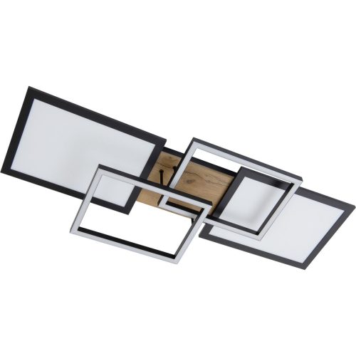 LIVIQUE, Deckenlampe Oakland Braun/Schwarz Holz/Kunststoff 28 cm 11 cm - Farbe: schwarz-nussbraun - LED - Lichtfarbe: Warmweiss - Deckenlampe- LED