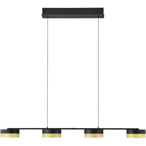 LIVIQUE, Pendellampe Mesh Gold/Schwarz Eisen 110 cm 150 cm - Farbe: schwarz-gold - LED - Lichtfarbe: Extra warmweiss - Pendellampe- LED Energiesparlampe