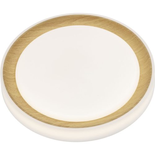 LIVIQUE, Deckenlampe Birk Kunststoff weiss Ø 40cm 24W LED - Farbe: weiss/holzfarbig - LED - Lichtfarbe: Extra warmweiss - Helles Neutralweiss - Deckenlampe-