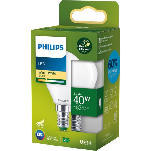 Philips, Leuchtmittel Philips Glas E14 2.3 W - Farbe: weiss matt - Lichtfarbe: Extra warmweiss - Leuchtmittel