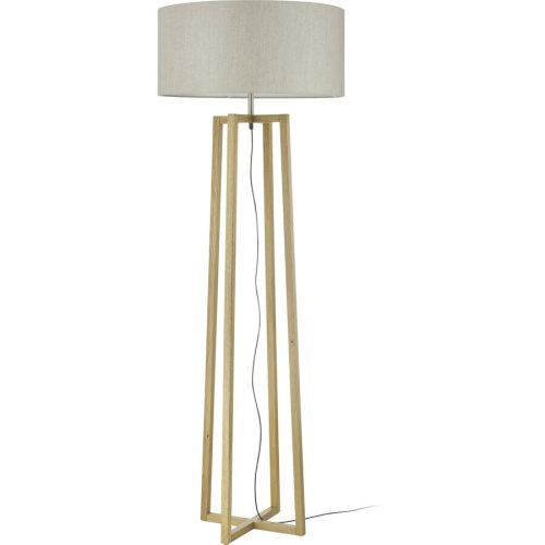 HERZBLUT, HERZBLUT Stehlampe Auri Silber/Braun Metall/Holz 35 cm 156 cm - Farbe: silber, holz - Material: Nickel/Holz - Stehlampe