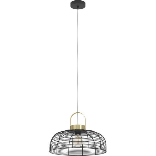 Eglo, Eglo Pendellampe Roundham Schwarz Stahl 110 cm - Farbe: Schwarz/Messing - Pendellampe