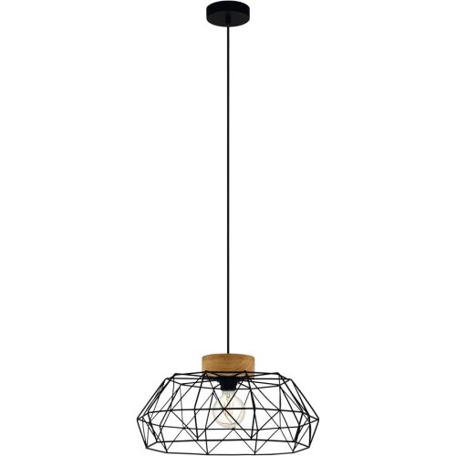 Eglo, Eglo Pendellampe Padstow Schwarz Stahl/Holz 110 cm - Farbe: natur/schwarz - Material: Holz/Stahl - Pendellampe