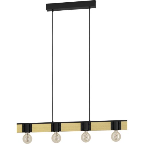 Eglo, Eglo Pendellampe Bailrigg Braun/Schwarz Stahl/Holz 4.5 cm 110 cm - Material: Holz/Stahl - Pendellampe