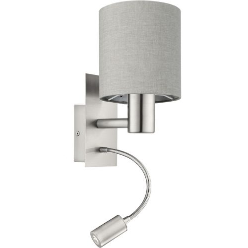Eglo, Eglo Wandlampe Pasteri Grau Stahl 38 cm - Farbe: Nickel matt - Lichtfarbe: Warmweiss - Wandlampe