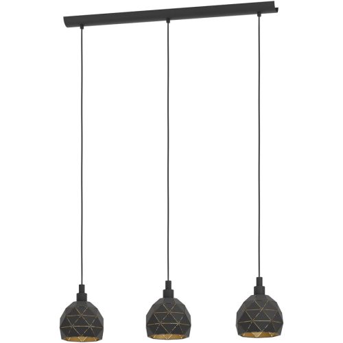 Eglo, Eglo Pendellampe Roccaforte Gold/Schwarz Stahl 17 cm 110 cm - Farbe: schwarz-gold - Pendellampe