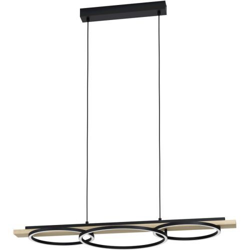 Eglo, Eglo Pendellampe Boyal Braun/Schwarz Stahl/Holz 40 cm 110 cm - LED - Lichtfarbe: Warmweiss - Material: Holz/Stahl - Pendellampe- LED Energiesparlampe