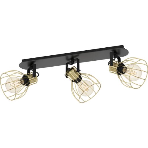 Eglo, Eglo Spot Sambatello Schwarz Stahl/Holz 28 cm 26 cm - Farbe: Schwarz/Messing - Material: Holz/Stahl - Spot