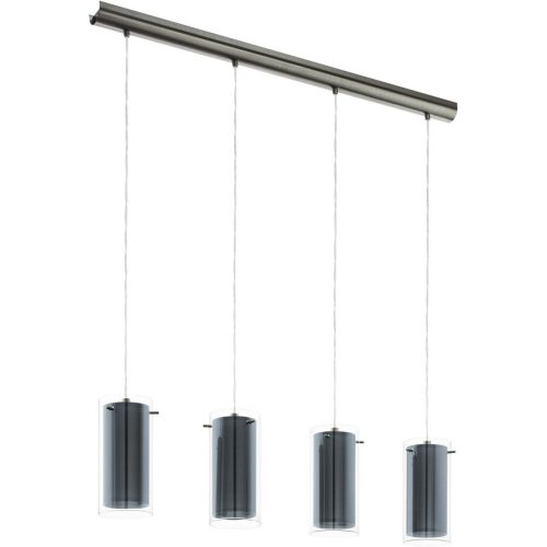 Eglo, Eglo Pendellampe Pinto Textil Grau Stahl 12 cm 110 cm - Farbe: Nickel matt - Pendellampe