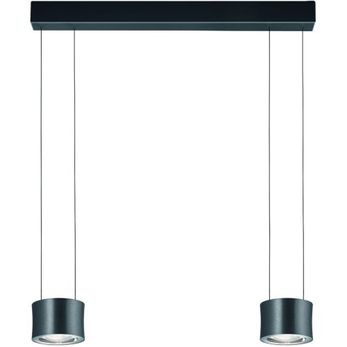 Bankamp, Designer-Pendellampe Bankamp Impulse anthrazit 2-flammig vertical flex - Farbe: anthrazit eloxiert - LED - Lichtfarbe: Extra warmweiss - Material: