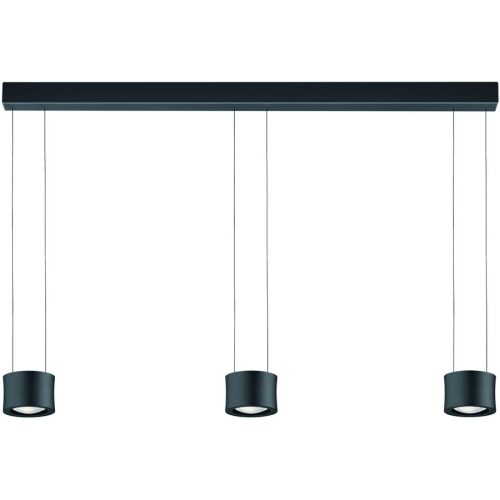 Bankamp, Designer-Pendellampe Bankamp Impulse Schwarz 3-flammig vertical flex - LED - Lichtfarbe: Extra warmweiss - Material: Glas/Stahl/Aluminium -