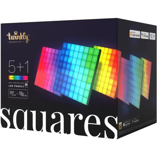 twinkly, Twinkly Lightwall SQUARES Schwarz Kunststoff - LED - Lightwall- LED Leuchtmittel