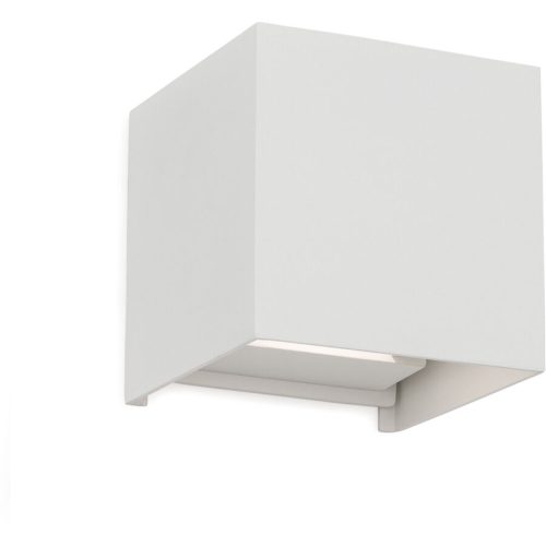 LIVIQUE, Wandlampe aussen Cube Weiss Aluminium 10 cm 10 cm - Lichtfarbe: Warmweiss - Material: Aluguss - Wandlampe aussen