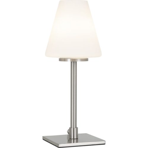 LIVIQUE, Tischlampe Makka Grau Glas/Metall 9 cm 25 cm - Farbe: Nickel - LED - Lichtfarbe: Warmweiss - Material: Metall/Glas - Tischlampe- LED Energiesparlampe