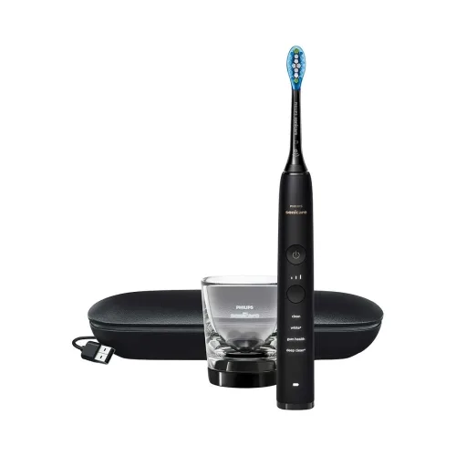 Philips Sonicare, Philips Sonicare Elektrische Zahnbürste "DiamondClean 9000 HX9911" 1 Stk. Aufsteckbürsten mit Schalltechnologie, Ladeglass, USB-Reiseetui