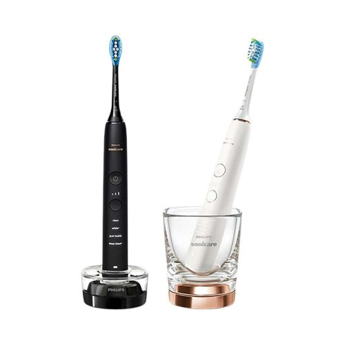 Philips Sonicare, Philips Sonicare Elektrische Zahnbürste "DiamondClean 9000 HX9914" 2 Stk. Aufsteckbürsten DiamondClean Premium Schallzahnbürste, Doppelpack inkl. Ladeglas