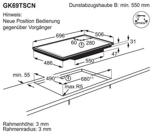 Electrolux, Electrolux GK69TSCN Glaskeramik Kochfeld mit Touch-Display