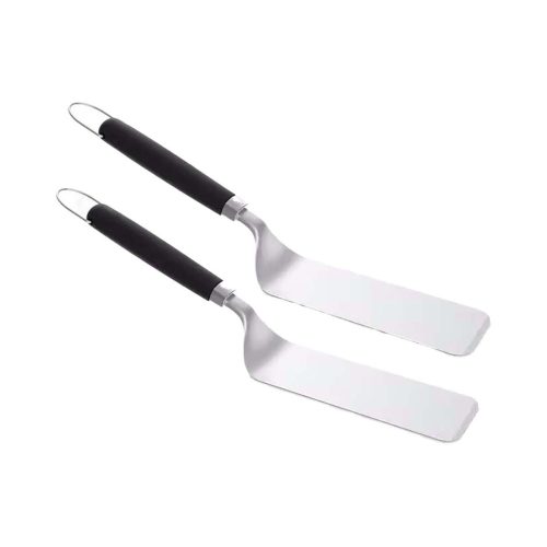 WEBER, Weber Plancha-Wender-Set 2 Stück Plancha-Wender – Weber Grillzange/Grillbesteck – edelstahl / schwarz