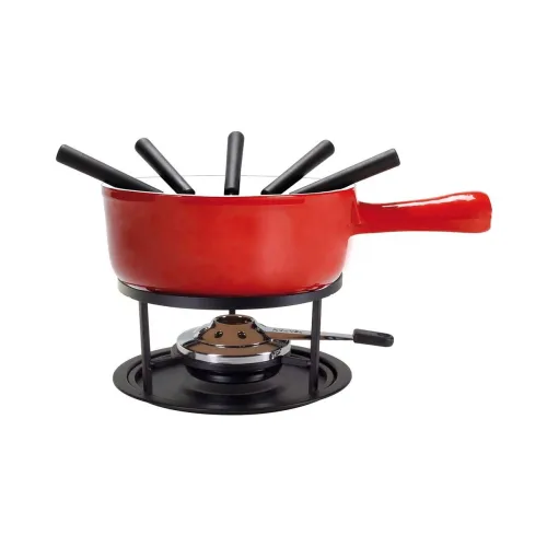 Nouvel, Nouvel Sion 9-teilig rot Käsefondue-Set – Fondue Set – schwarz / rot